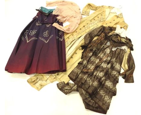Various Victorian and later clothing, to include a ladies jacket and skirt set, a short jacket with floral embroidered collar