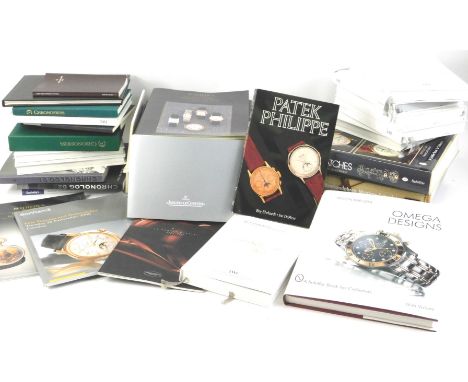 A large quantity of watch related manuals, catalogues etc., to include Jaeger Le Coultre, IWC, Omega, History of Wristwatches