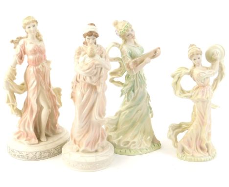 Four Wedgwood ceramic figures, to include The Classic Collection Devotion, Enchantment etc.