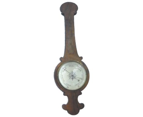 A Victorian figured walnut wheel barometer, with paper dial, (AF), 100cm H.