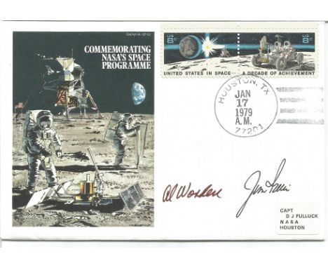 Double signed official First Day Cover commemorating NASA's Space Programme RAFM HA(SP10). Signed by Colonel James Benson (Ji