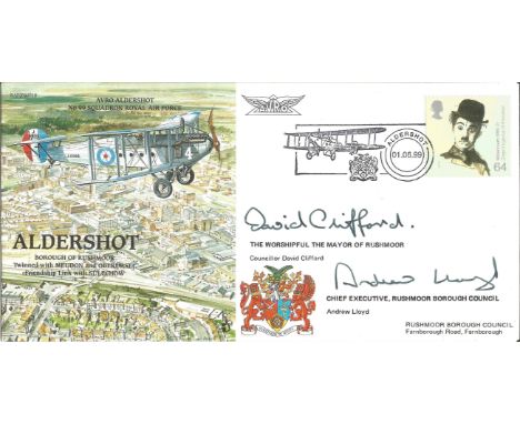 Aldershot Planes &amp; Places official double signed cover RAF P&amp;P18. Signed by The Worshipful The Mayor of Rushmoor, Cou