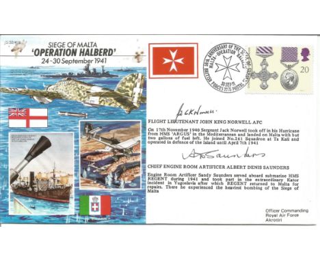 Siege of Malta Operation Halberd official double signed Royal Air Force cover JS/50/41/6. Signed by Flight Lieutenant John Ki