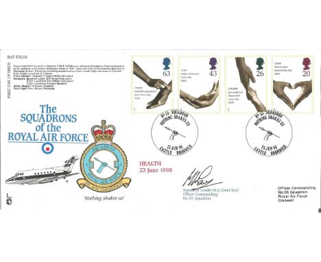 National Health Service 1998 official RAF FDC58 cover. The Squadrons of the Royal Air Force signed by Squadron Leader M. H. E