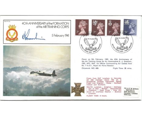 Formation of the Air Training Corps official signed cover RAF FF24. Signed by Air Commodore K J Goodwin CBE AFC RAF. Four GB 