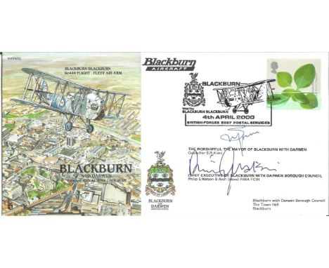 Blackburn Planes &amp; Places official double signed cover RAF P&amp;P21. Signed by The Worshipful The Mayor of Blackburn wit