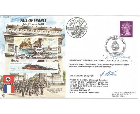 Fall of France official double signed Royal Air Force cover JS/50/40/5. Signed by Lieutenant General Sir Derek Lang, KCB, DSO