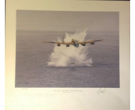 Dambuster World War Two print 19x17 titled Too Low? Too Slow (Four Days to Go!) signed in pencil by the artist Robin Smith. N