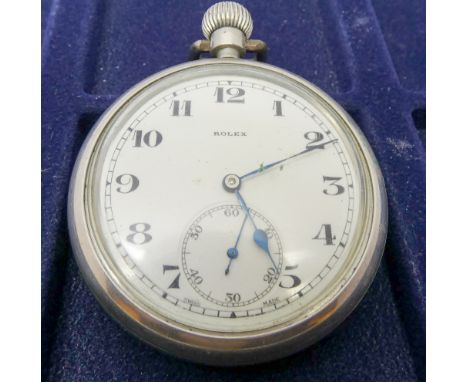 Rolex government issue type nickel cased lever pocket watch, signed cal. 548 15 jewel movement, signed dial with Arabic numer