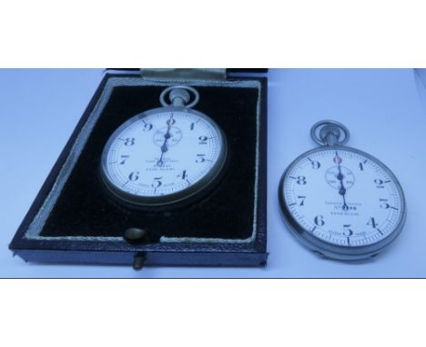 Venner Time Switches Ltd - Early 20th Century nickel cased top wind stopwatch, Type No: A19, signed white enamel dial numbere