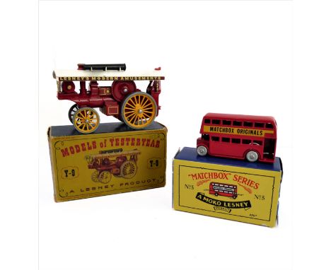 Two boxed Lesney models:1. The Fowler 'Big Lion' Showman's Engine ( Y-9 Models of Yesteryear).2. Double Decker Routemaster bu