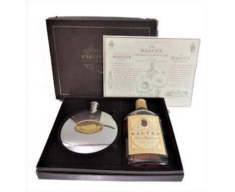 The Dalvey Presentation Case comprising whisky flask, telescopic cup and a 35cl bottle of 10-year-old Dalvey single malt whis