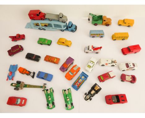 Twenty-eight Corgi and five Dinky Toys diecast vehicles (Pullmore Car Transporter 982, Trojan; Fordson, Commer and Austin-Hea