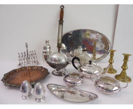 A selection of mostly early 20th century silver plate to include:  a small bacon tureen with revolving top;an early 19th cent