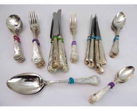 A good 44-piece six-place silver-plated king's pattern cutlery service by George Butler & Co:6 table knives, forks and spoons