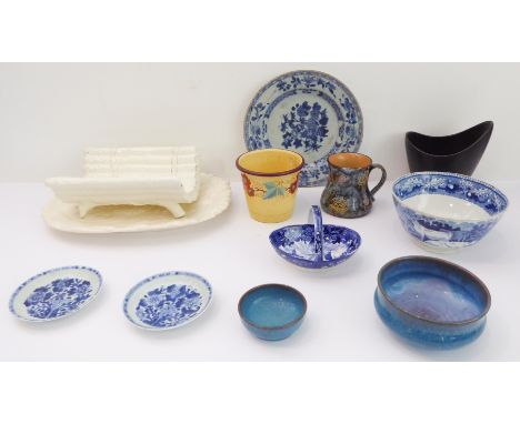 Decorative and other ceramics to include:a late 19th century asparagus dish and stand;an 18th century Chinese exportware plat