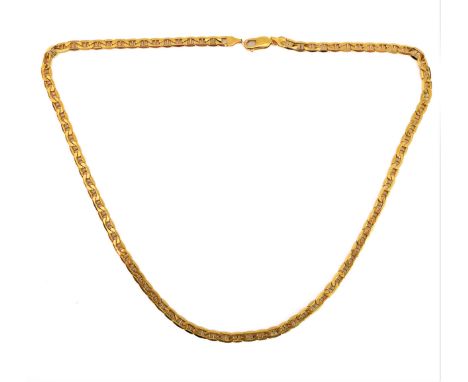 A 9-carat yellow gold&nbsp;flattened fancy link chain necklace, the clasp stamped '375' and convention hallmark (51cm long, g