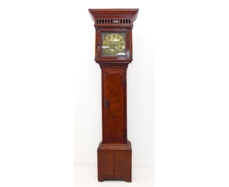 An 18th century oak-cased eight-day longcase clock: the 10-inch brass dial with Roman numerals and signed 'Sam l Vale - Coven