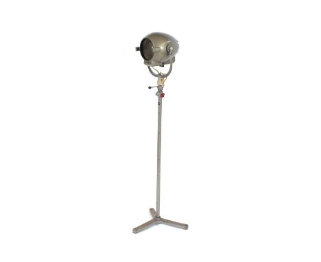 Three vintage Strand Theatre spot lights, in original boxes; three others; and two spot light stands and accessories