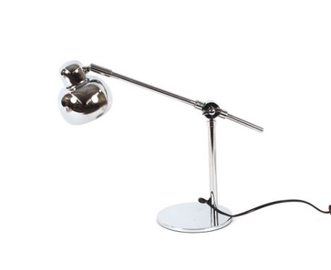 A small chrome Angle Poise style lamp