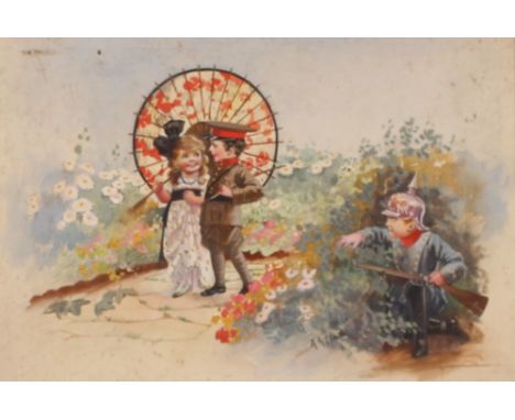 A.A.Nash, study of young children in army uniforms, signed watercolour, 28cm x 38cm