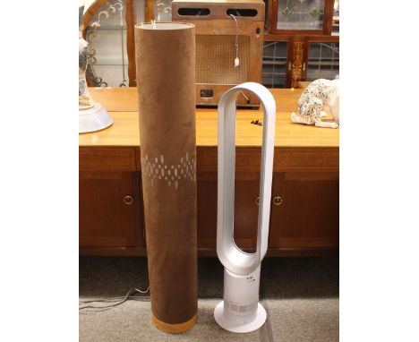 A Dyson cool and a modern table lamp with faux plant decoration
