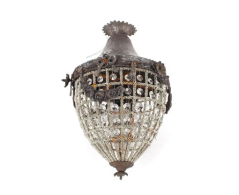 A decorative crystal style pineapple shaped hanging ceiling light