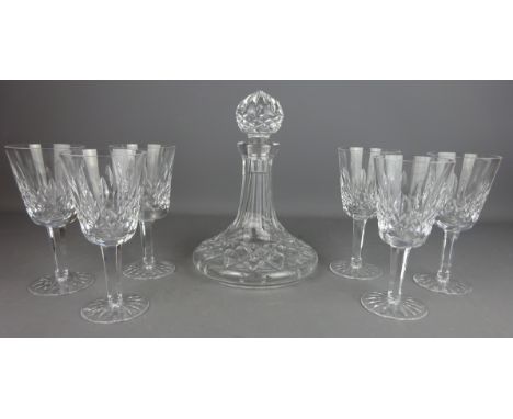 Waterford short stem Colleen pattern ships decanter and a set of six Waterford small wine glasses (7)   Condition Report  All