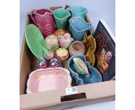 Shorter pottery - Art Deco jugs, table ware, condiments, rose bowls and 'The Shorter Connection' guide book in one box   Cond