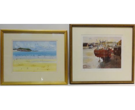 'Scarborough South Sand', 20th century watercolour signed by Jack Burton 23cm x 33cm and 'Low Tide', limited edition colour p