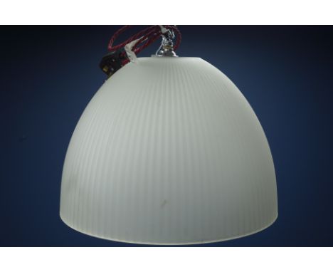 Industrial Holophane type pendant light fitting, D34cm    Condition Report   Click here for further images, condition, auctio