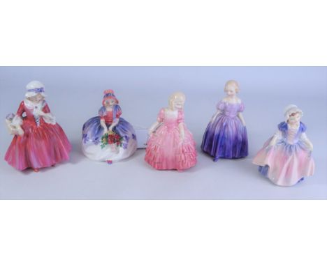 Five Royal Doulton figurines - 'Lavinia', 'Monica', 'Dinky Do', 'Marie' & 'Rose' (5)   Condition Report  Hairline cracks to t