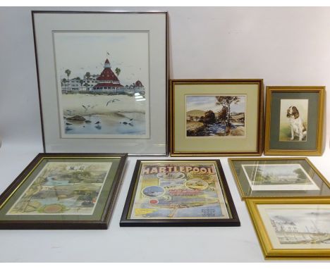 Collection of watercolours, oils and engravings including Rural River Landscape, watercolour signed by Michael Crawley, 'The 