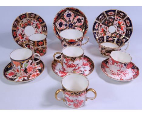 Victorian Royal Crown Derby Imari pattern cup and saucer, Derby cup and saucer no. 2649 and a matching Royal Crown Derby thre