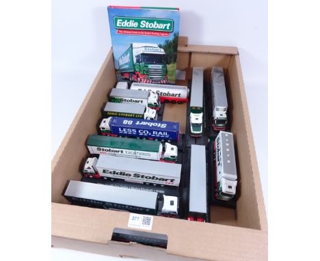 Collection of Eddie Stobart lorries including Corgi and others, and a Eddie Stobart guide book in one box   Condition Report 