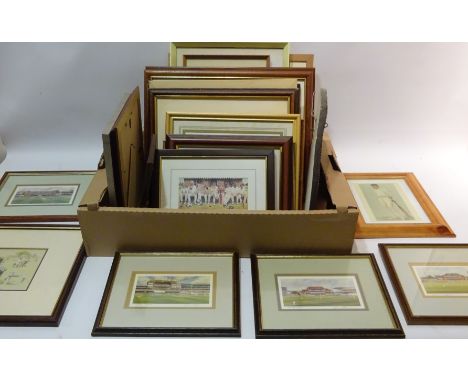 Cricketing Pictures - including Cigarette cards, Spy prints, signed Mark Huskinson print, Punch cartoons, signed ltd.ed print
