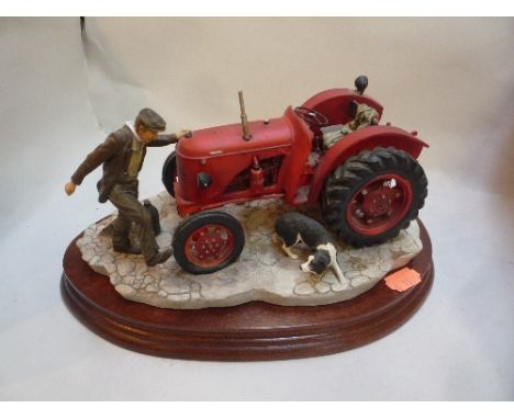 A BOXED BORDER FINE ARTS FIGURE GROUP, 'Kick Start' (David Brown Cropmaster Tractor, Farmer and Collie), BO541, by Ray Ayres