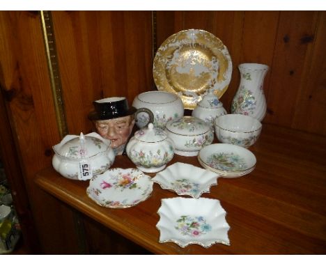 AYNSLEY 'WILD TUDOR' (11) (s.d.), Derby plate and trinket and a Beswick character jug