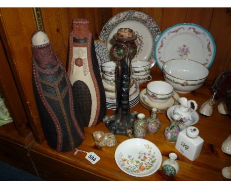 VARIOUS CERAMICS, to include L. Stockley Weymouth Pottery figures, Owl candlestick, miniature oriental vases etc