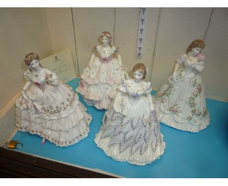 FOUR ROYAL WORCESTER LIMITED EDITION FIGURES FROM ROMANCE OF VICTORIAN ERA, 'The Last Waltz' 10173/12500, 'Queen of Hearts' 8