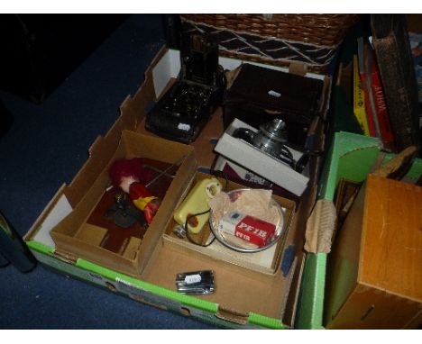 VARIOUS CAMERAS, lighter, a boxed Picketts Phono figure etc