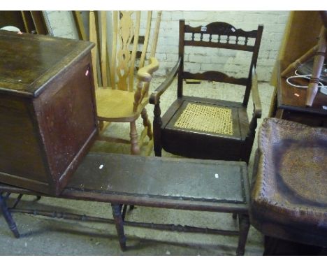 A GEORGIAN DUET STOOL, and a commode armchair (s.d.) (2)