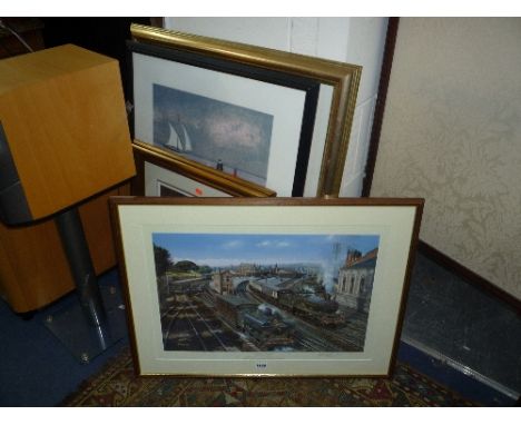 A FRAMED PRINT, Elegance and Industry, signed B.J. Freeman and a quantity of various other pictures (10)