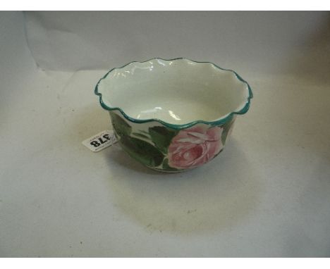 A WEMYSS 'CABBAGE ROSE' WAVY EDGED BOWL, diameter approximately 12cm (restorations)