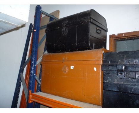 A METAL TRUNK, and a smaller trunk