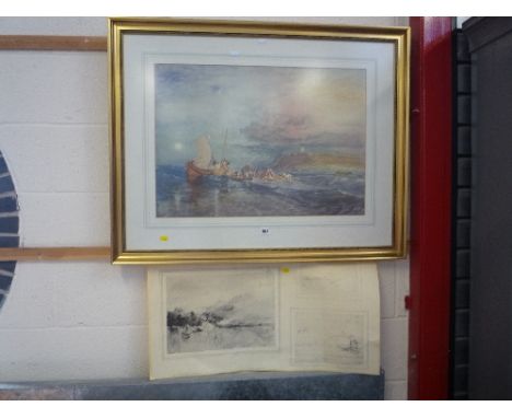 AFTER JMW TURNER, 'Folkstone from the Sea c.1822', a London Collotype Edition 175/500, and an additional print of studies (2)