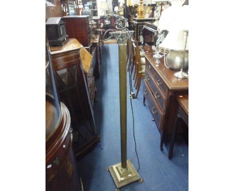A BRASS CORINTHIAN COLUMN STANDARD LAMP, (no shade)
