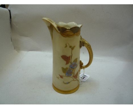 A ROYAL WORCESTER BLUSH IVORY JUG, No.1229, height approximately 15cm (restorations)