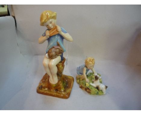TWO ROYAL WORCESTER FIGURES, 'Peter Pan' No.311 and 'Two Babies' No.3150 (s.d.) (2)
