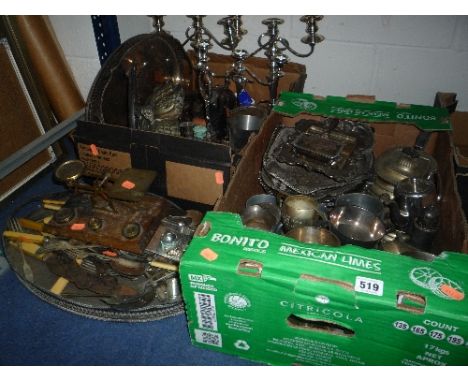 TWO BOXES AND LOOSE METALWARES, SCALES, etc